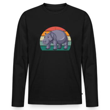 Hippopotame Hippopotame du Nil Hippopotame Hippopotame pygmée - T-shirt manches longues Premium bio Homme - noir - Devant - Nico (187cm)
