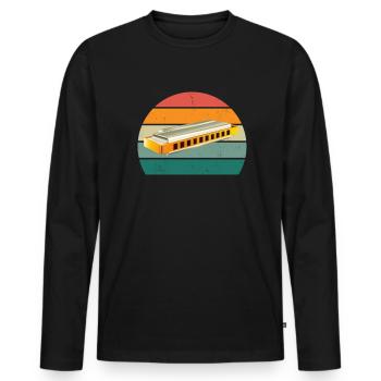Harmonica Harmonica Player Harmonicas - Men's Premium Organic Long Sleeve Shirt - black - Front - Nico (187cm)