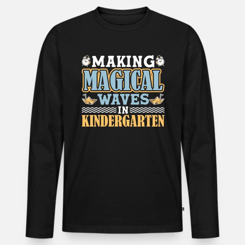 Kindergärtner Lehrer Regenbogenfarben - Männer Premium Bio Langarmshirt - Schwarz