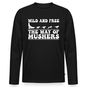 Alaska Mushing Dog Mushers Huskies - Men's Premium Organic Long Sleeve Shirt - black - Front - Nico (187cm)