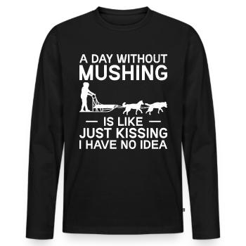 Alaska Mushing Dog Mushers Huskies - Men's Premium Organic Long Sleeve Shirt - black - Front - Nico (187cm)