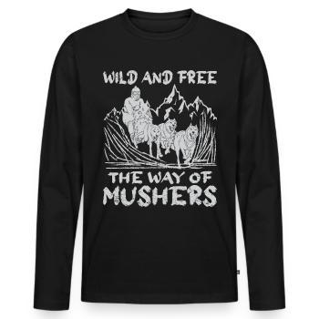 Alaska Mushing Dog Mushers Huskies - Men's Premium Organic Long Sleeve Shirt - black - Front - Nico (187cm)