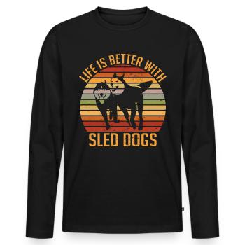 Alaska Mushing Dog Mushers Huskies - Men's Premium Organic Long Sleeve Shirt - black - Front - Nico (187cm)