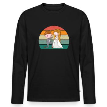 Mariage Mariage Petit ami Petite amie Mariage Amour - T-shirt manches longues Premium bio Homme - noir - Devant - Nico (187cm)