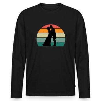 Mariage Mariage Petit ami Petite amie Mariage Amour - T-shirt manches longues Premium bio Homme - noir - Devant - Nico (187cm)