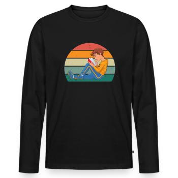 Leser Leserin Buch Bücher Bücherwurm Buch Lesen - Männer Premium Bio Langarmshirt - Schwarz - Vorne - Nico (187cm)