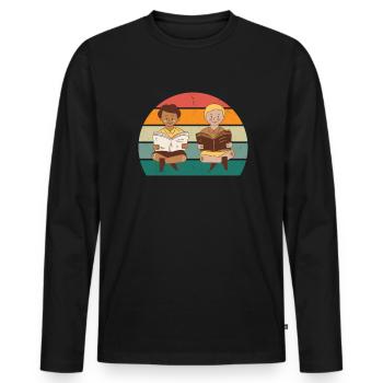 lecteur lecteur livres livres bookworm lecture de livres - T-shirt manches longues Premium bio Homme - noir - Devant - Nico (187cm)