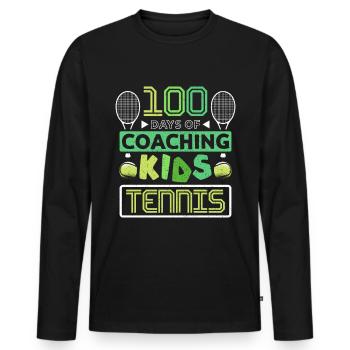 100 days of coaching kids tennis - Men's Premium Organic Long Sleeve Shirt - black - Front - Nico (187cm)
