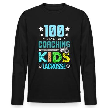 100 Days of Coaching Kids Lacrosse - Men's Premium Organic Long Sleeve Shirt - black - Front - Nico (187cm)