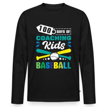 100 Days of Coaching Kids Baseball - Men's Premium Organic Long Sleeve Shirt - black - Front - Nico (187cm)