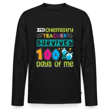 My chemistry teacher survived 100 days of me - Men's Premium Organic Long Sleeve Shirt - black - Front - Nico (187cm)