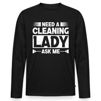 Cleaning lady Cleaners Cleaning specialist - Men's Premium Organic Long Sleeve Shirt - black - Front - Nico (187cm)