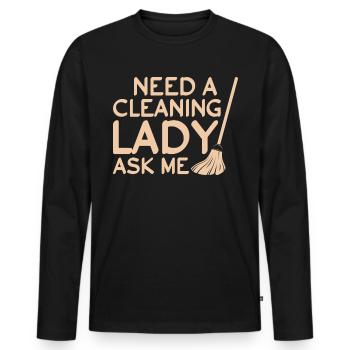 Cleaning lady Cleaners Cleaning specialist - Men's Premium Organic Long Sleeve Shirt - black - Front - Nico (187cm)