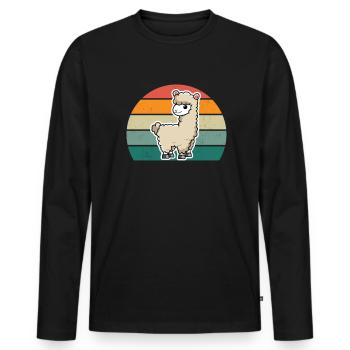 Lamas Alpaga Alpagas Lamamama Lamamama Lama Lama Lama - T-shirt manches longues Premium bio Homme - noir - Devant - Nico (187cm)