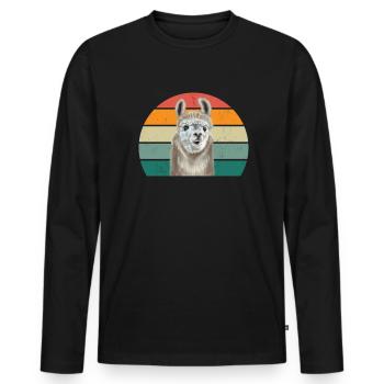 Lamas Alpaga Alpagas Lamamama Lamamama Lama Lama Lama - T-shirt manches longues Premium bio Homme - noir - Devant - Nico (187cm)