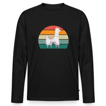 Llamas Alpaca Alpacas Lamamama Lamapapa Lama Lama - Men's Premium Organic Long Sleeve Shirt - black - Front - Nico (187cm)