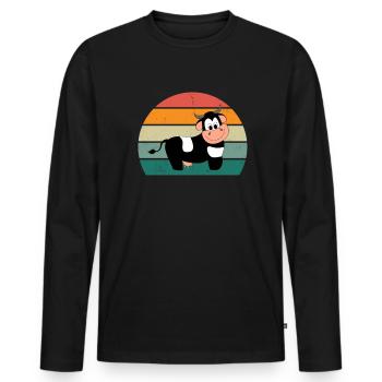 Vaches Bovins Bovins Ferme Fermier Viande Vache - T-shirt manches longues Premium bio Homme - noir - Devant - Nico (187cm)