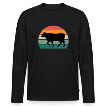 Vaches Bovins Bovins Ferme Fermier Viande Vache - T-shirt manches longues Premium bio Homme - noir - Devant - Nico (187cm)