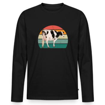 Vaches Bovins Bovins Ferme Fermier Viande Vache - T-shirt manches longues Premium bio Homme - noir - Devant - Nico (187cm)