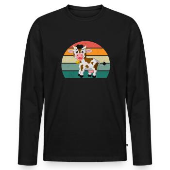 Vaches Bovins Bovins Ferme Fermier Viande Vache - T-shirt manches longues Premium bio Homme - noir - Devant - Nico (187cm)