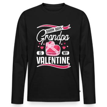 Sorry boys Grandpa is my valentine - Men's Premium Organic Long Sleeve Shirt - black - Front - Nico (187cm)
