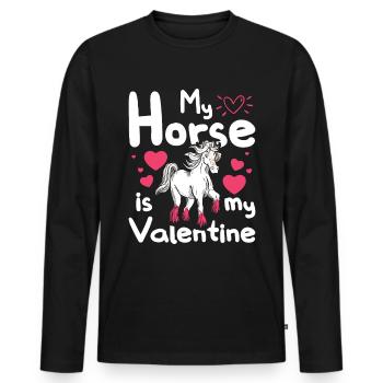 Mon cheval est mon Valentin - T-shirt manches longues Premium bio Homme - noir - Devant - Nico (187cm)