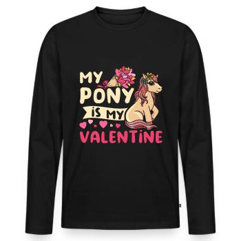 My Island Pony horse is my Valentine - Männer Premium Bio Langarmshirt - Schwarz - Vorne - Nico (187cm)