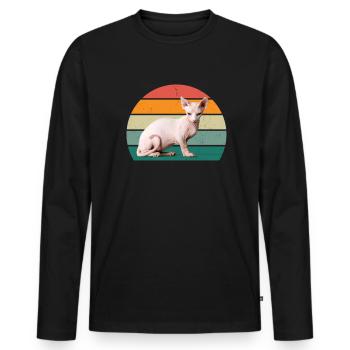 Chat Chaton Chat Maman Chat Papa Maîtresse Chat - T-shirt manches longues Premium bio Homme - noir - Devant - Nico (187cm)
