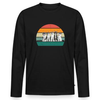 Cat Kätzchen Katzenmama Katzenpapa Frauchen Katze - Männer Premium Bio Langarmshirt - Schwarz - Vorne - Nico (187cm)