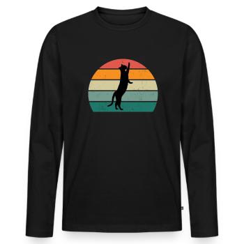 Chat Chaton Chat Maman Chat Papa Maîtresse Chat - T-shirt manches longues Premium bio Homme - noir - Devant - Nico (187cm)