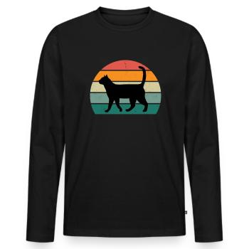 Cat Kätzchen Katzenmama Katzenpapa Frauchen Katze - Männer Premium Bio Langarmshirt - Schwarz - Vorne - Nico (187cm)