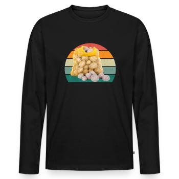 Pommes de terre Français frites Pommes de terre - T-shirt manches longues Premium bio Homme - noir - Devant - Nico (187cm)