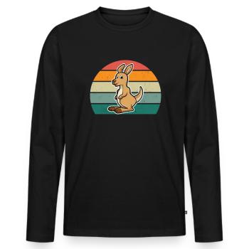 Kangaroos Kangaroo Bag Jumping Boxing Kangaroo - Men's Premium Organic Long Sleeve Shirt - black - Front - Nico (187cm)