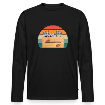 Chat Chaton Chat Maman Chat Papa Maîtresse Chat - T-shirt manches longues Premium bio Homme - noir - Devant - Nico (187cm)