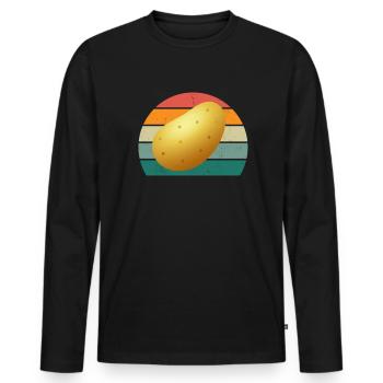 Pommes de terre Français frites Pommes de terre - T-shirt manches longues Premium bio Homme - noir - Devant - Nico (187cm)