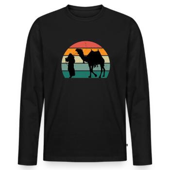 Camels Camel Desert Arabia Dromedary Camel - Men's Premium Organic Long Sleeve Shirt - black - Front - Nico (187cm)