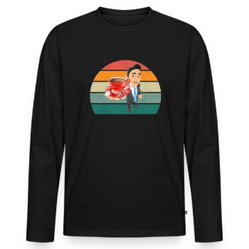 Boisson de machine à café Café café en grains de café - T-shirt manches longues Premium bio Homme - noir - Devant - Nico (187cm)