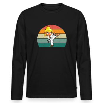 Arts Martiaux Arts Martiaux Judo Aïkido Karaté Boxe - T-shirt manches longues Premium bio Homme - noir - Devant - Nico (187cm)