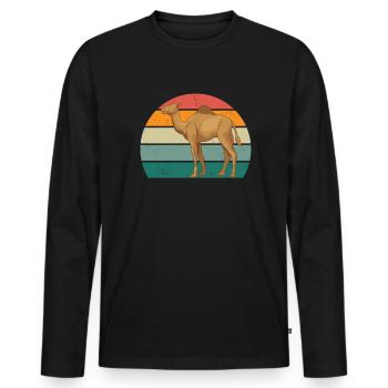Kamele Trampeltier Wüste Arabien Dromedar Kamel - Männer Premium Bio Langarmshirt - Schwarz - Vorne - Nico (187cm)