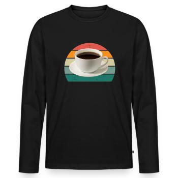 Kaffeemaschine trinken Cafe Kaffeebohne Kaffee - Männer Premium Bio Langarmshirt - Schwarz - Vorne - Nico (187cm)