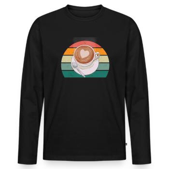 Kaffeemaschine trinken Cafe Kaffeebohne Kaffee - Männer Premium Bio Langarmshirt - Schwarz - Vorne - Nico (187cm)