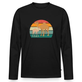 Camels Camel Desert Arabia Dromedary Camel - Men's Premium Organic Long Sleeve Shirt - black - Front - Nico (187cm)