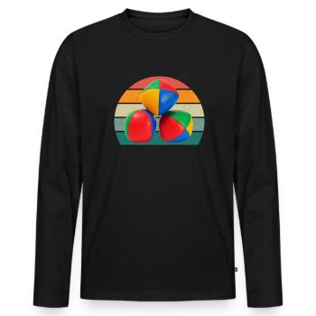 Jongleur Juggler Balls Cône Assiette Jonglerie - T-shirt manches longues Premium bio Homme - noir - Devant - Nico (187cm)