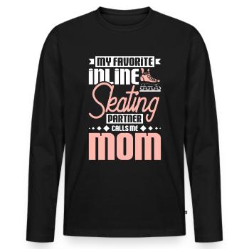 Ma patineuse à roues alignées préférée m’appelle maman - T-shirt manches longues Premium bio Homme - noir - Devant - Nico (187cm)