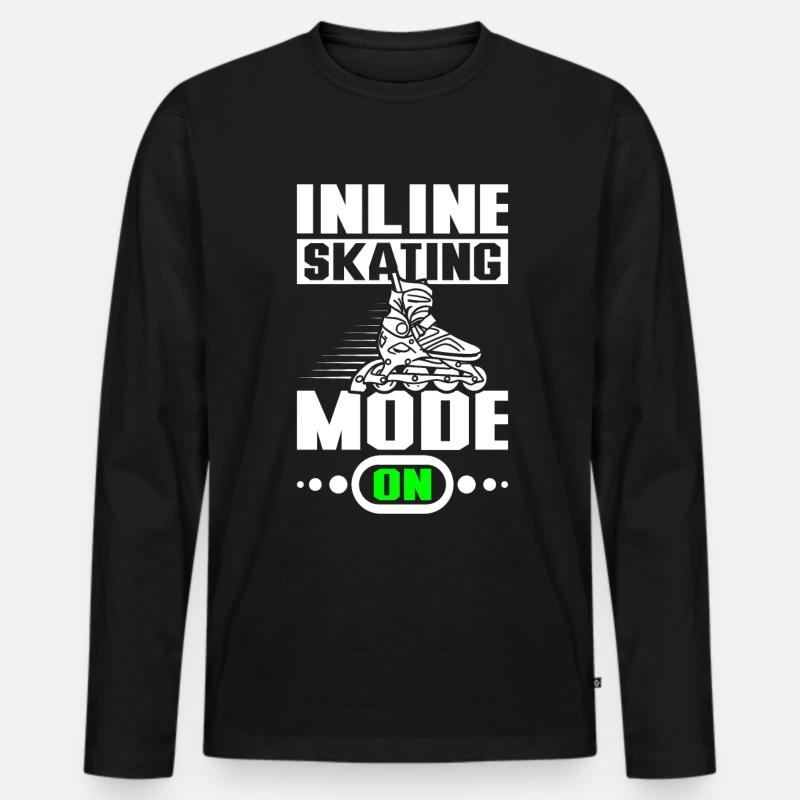 Inline skating mode on - Männer Premium Bio Langarmshirt - Schwarz