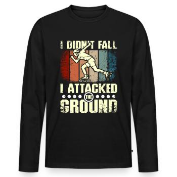 I didn't fall I attacked the ground rollerblade - Men's Premium Organic Long Sleeve Shirt - black - Front - Nico (187cm)