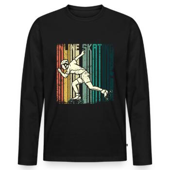 Patin à roues alignées Retro Vintage - T-shirt manches longues Premium bio Homme - noir - Devant - Nico (187cm)