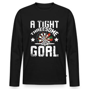 Ein enger Dreier ist mein Ziel - Männer Premium Bio Langarmshirt - Schwarz - Vorne - Nico (187cm)