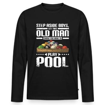 Le vieil homme vous montre comment jouer au billard - T-shirt manches longues Premium bio Homme - noir - Devant - Nico (187cm)