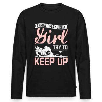 Je joue comme une fille essaie de suivre le billard - T-shirt manches longues Premium bio Homme - noir - Devant - Nico (187cm)